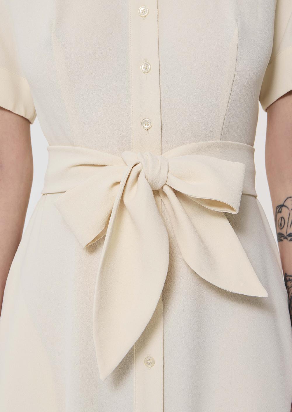 Tara Jarmon Robe Ricochetécru En Crêpe Fluide