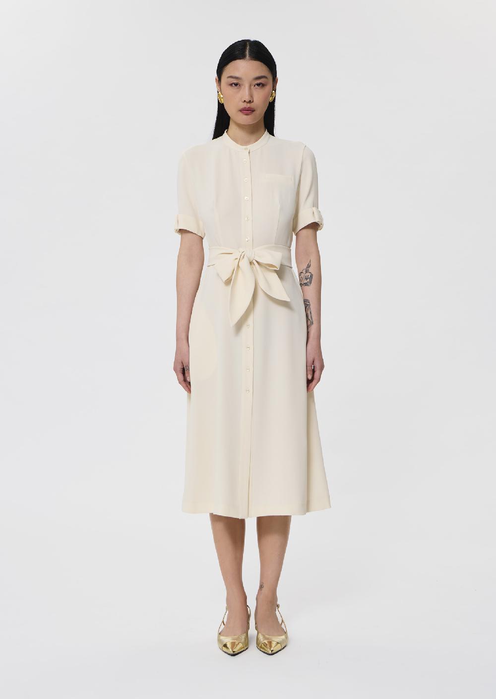 Tara Jarmon Robe Ricochetécru En Crêpe Fluide