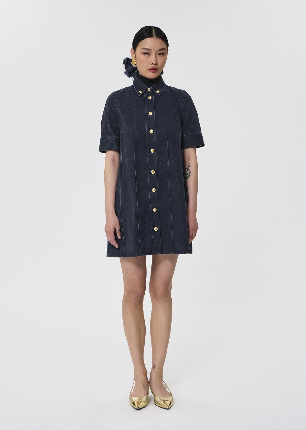 Tara Jarmon Robe Rivableu Foncé En Coton