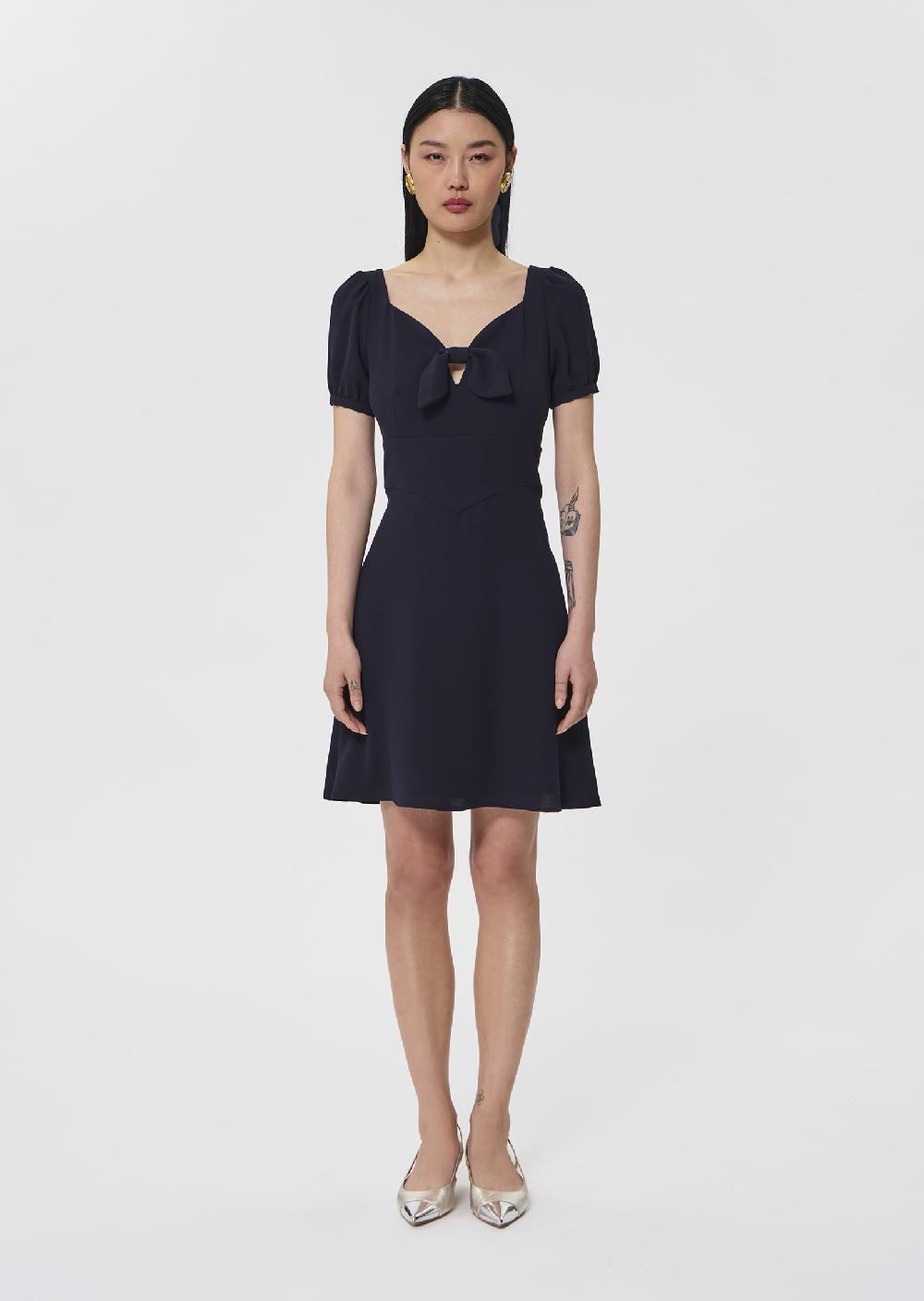 Tara Jarmon Robe Rochelbleu Nuit En Crêpe Fluide