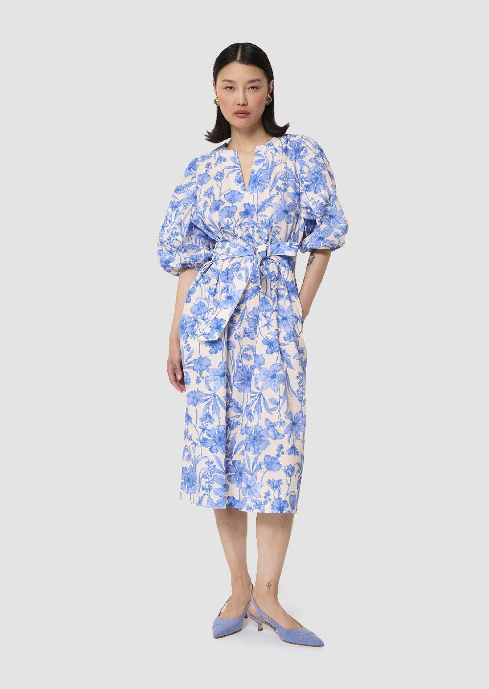 tara jarmon Robe Rochellableu imprimé fleuri