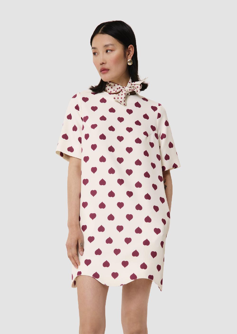 tara jarmon Robe Rogerécrue imprimé coeurs