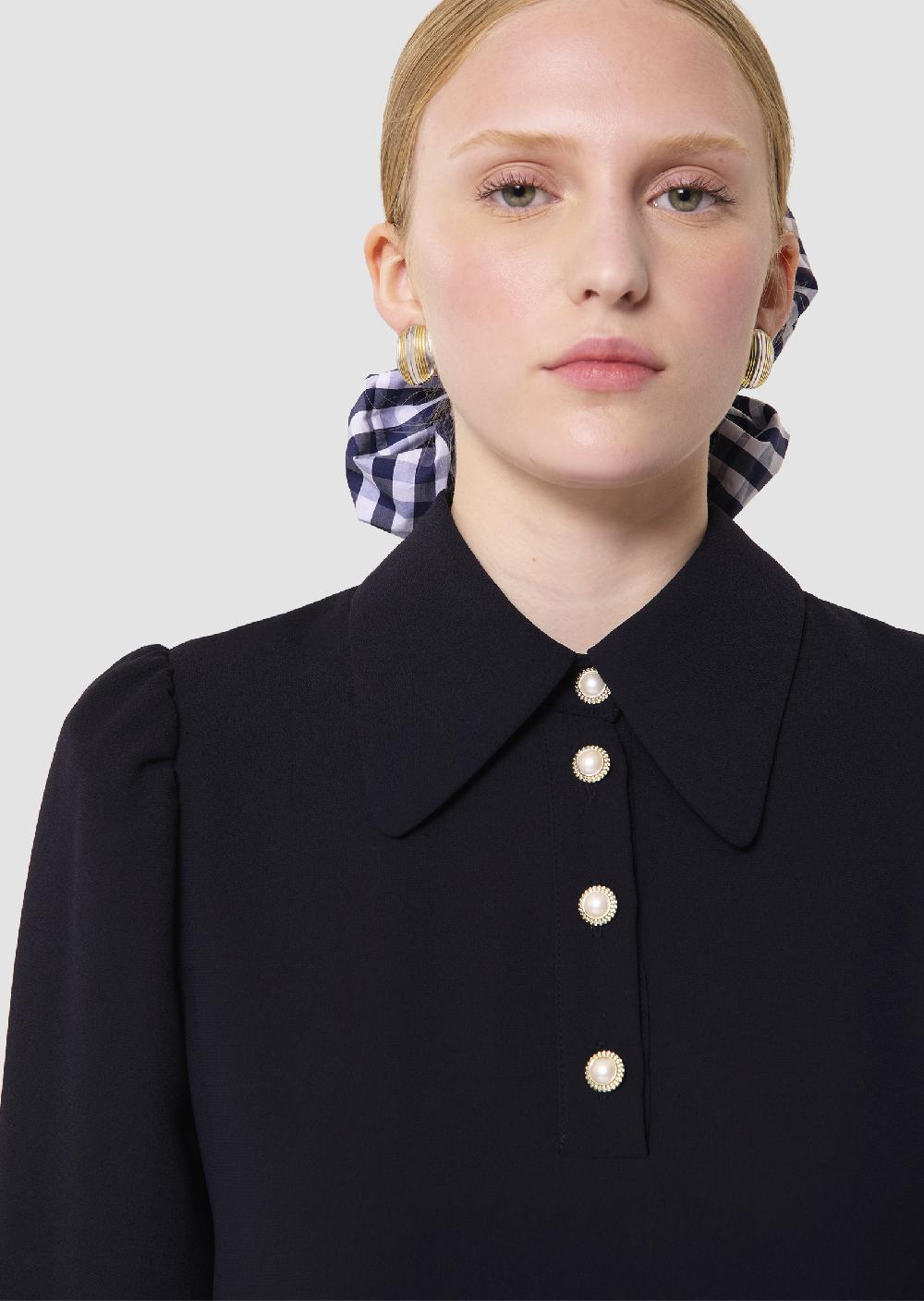 Tara Jarmon Robe Rolfobleu Nuit En Crêpe