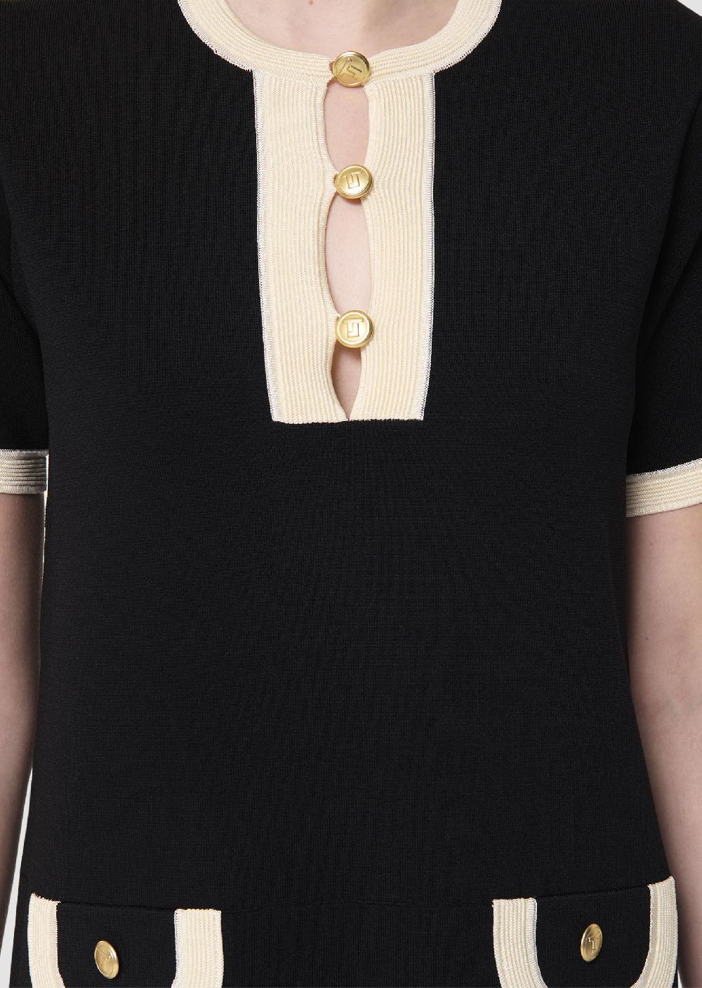 Tara Jarmon Robe Rollerbicolore Nuit Et écrue