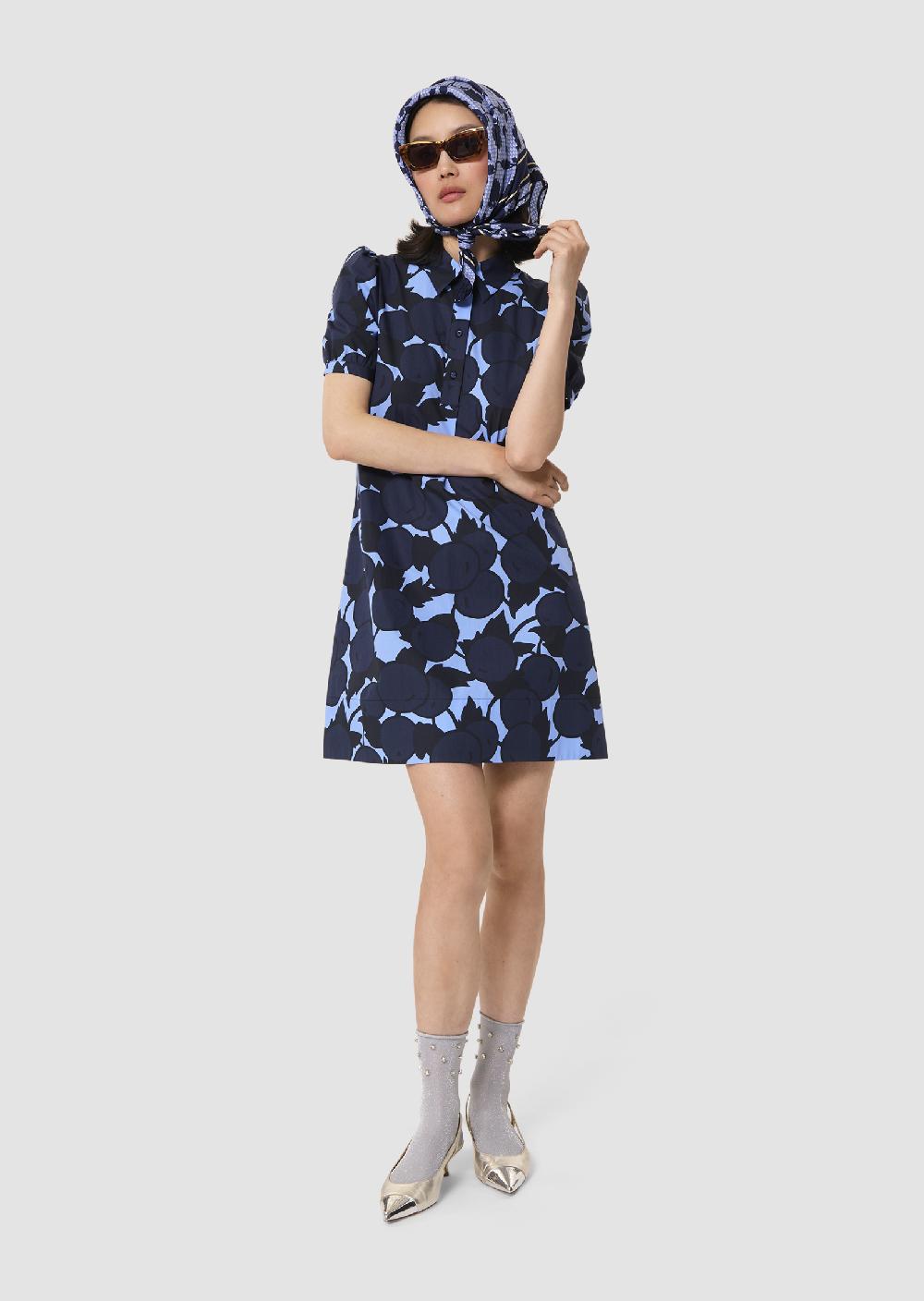 tara jarmon Robe Romancinebleue imprimée cerises