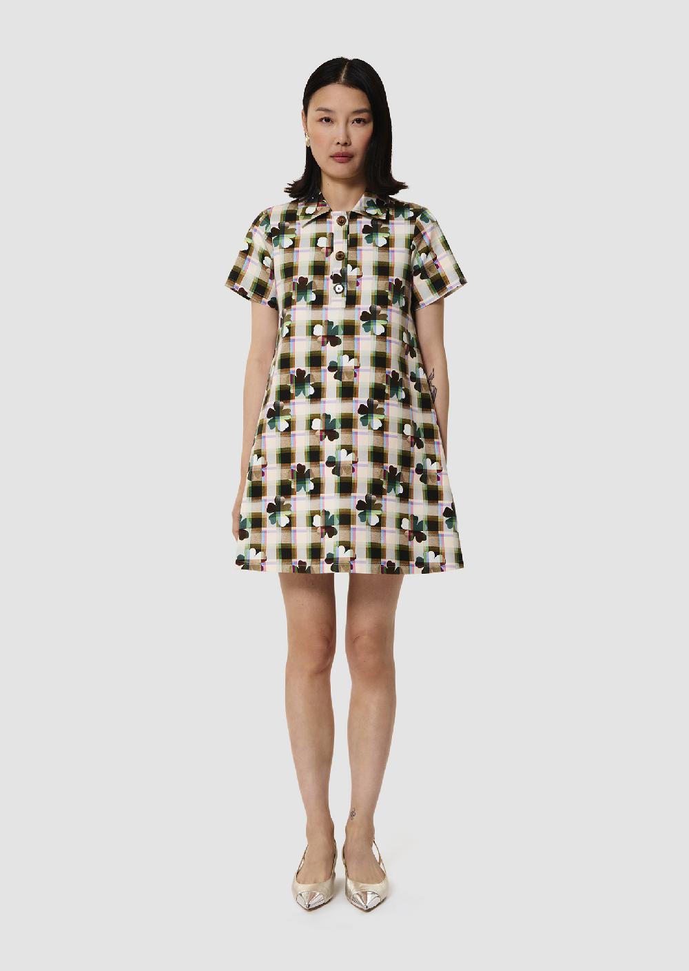 tara jarmon Robe Roryverte imprimé trèfles