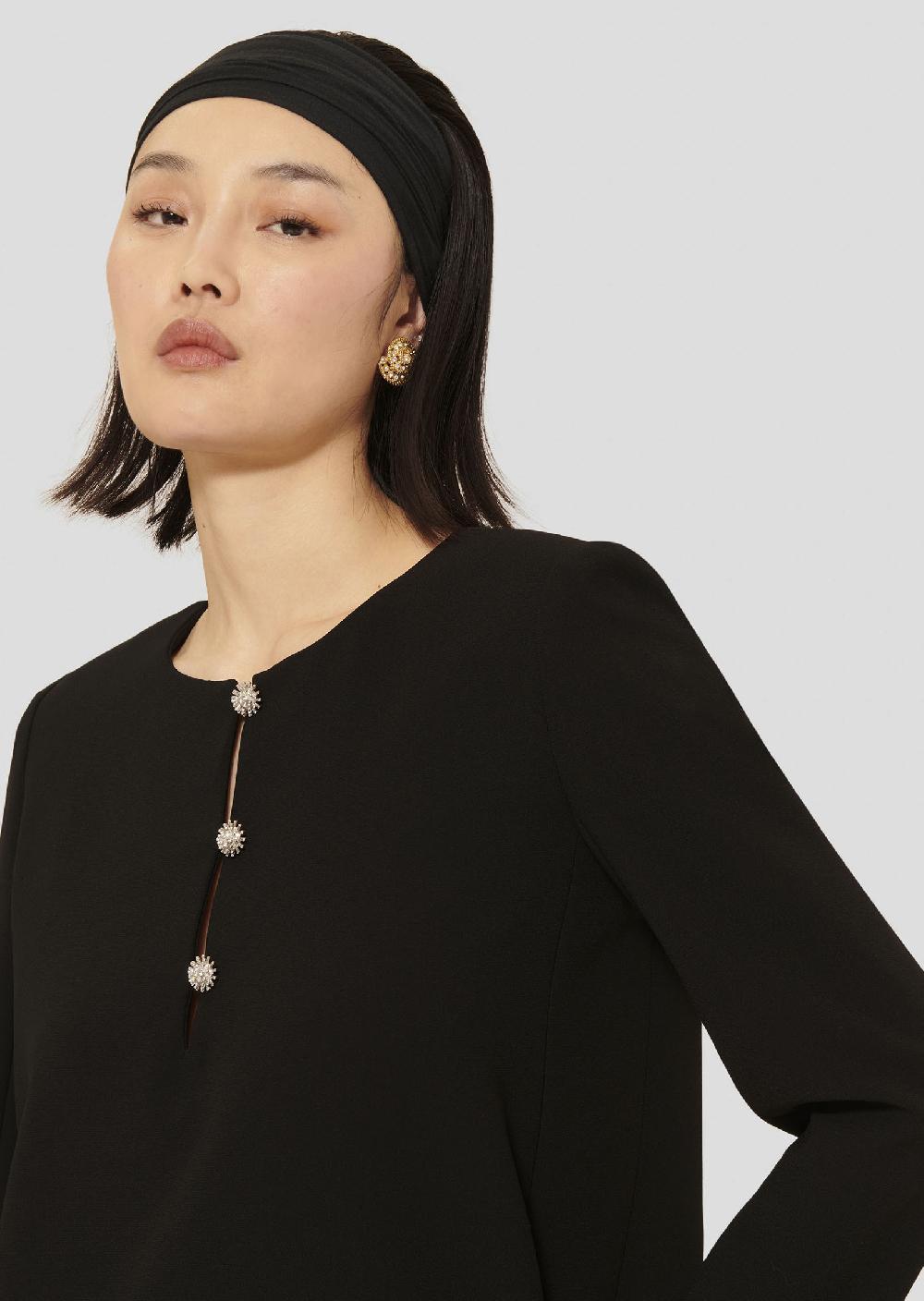 Tara Jarmon Robe Rosarionoire En Crêpe