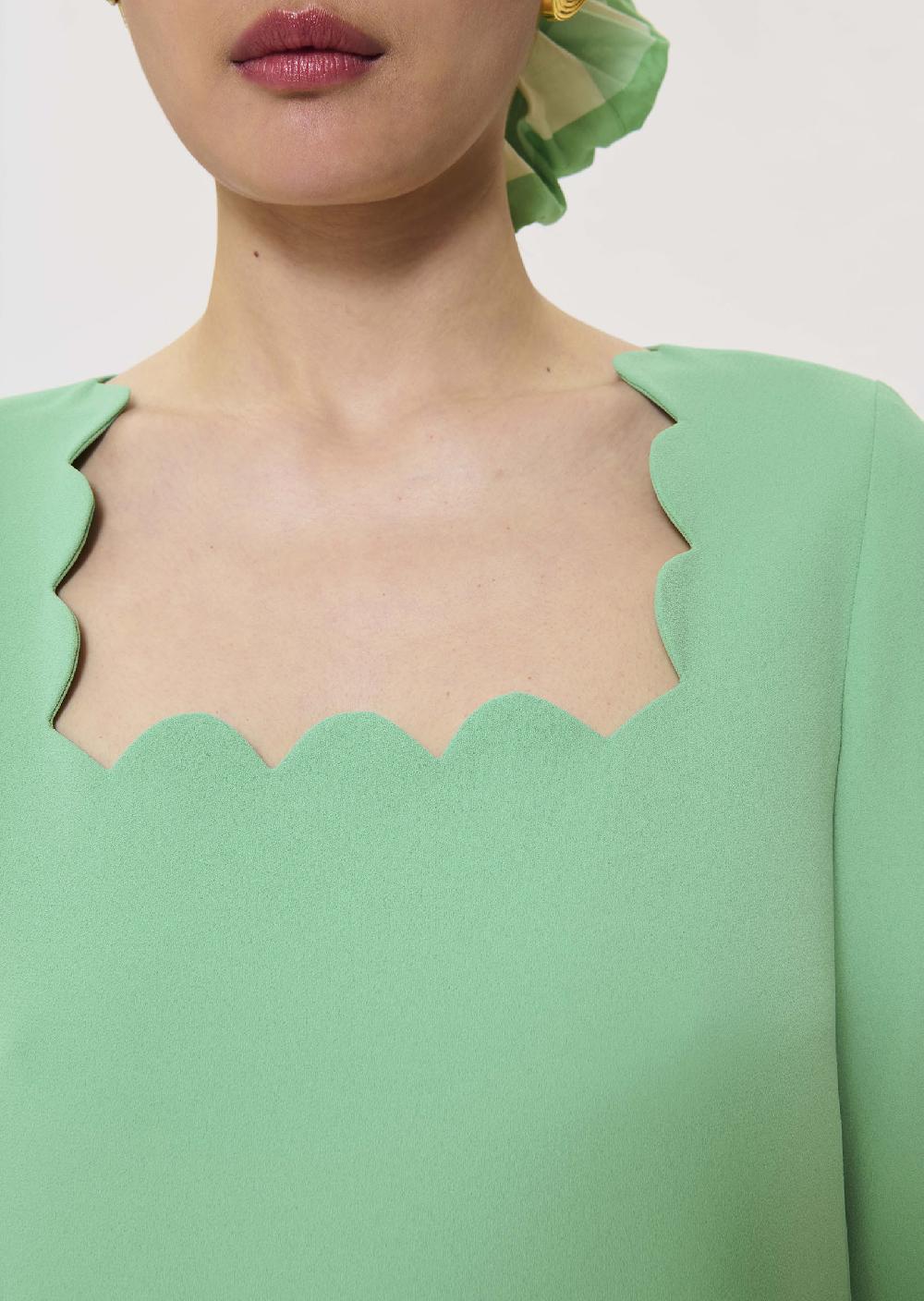 Tara Jarmon Robe Rossieverte En Crêpe