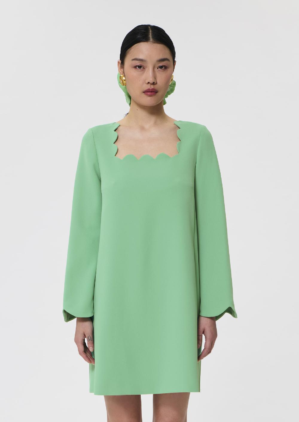 Tara Jarmon Robe Rossieverte En Crêpe