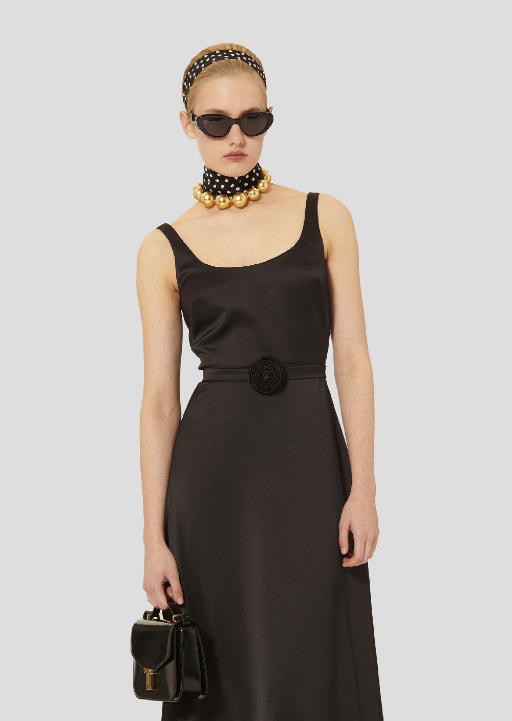 Tara Jarmon Robe Rubennoire En Satin Fluide