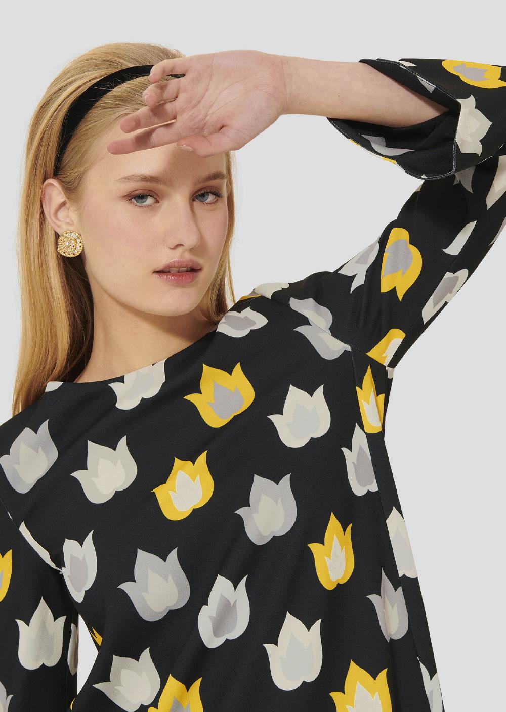 Tara Jarmon Robe Ruodanoire Imprimée Flammes