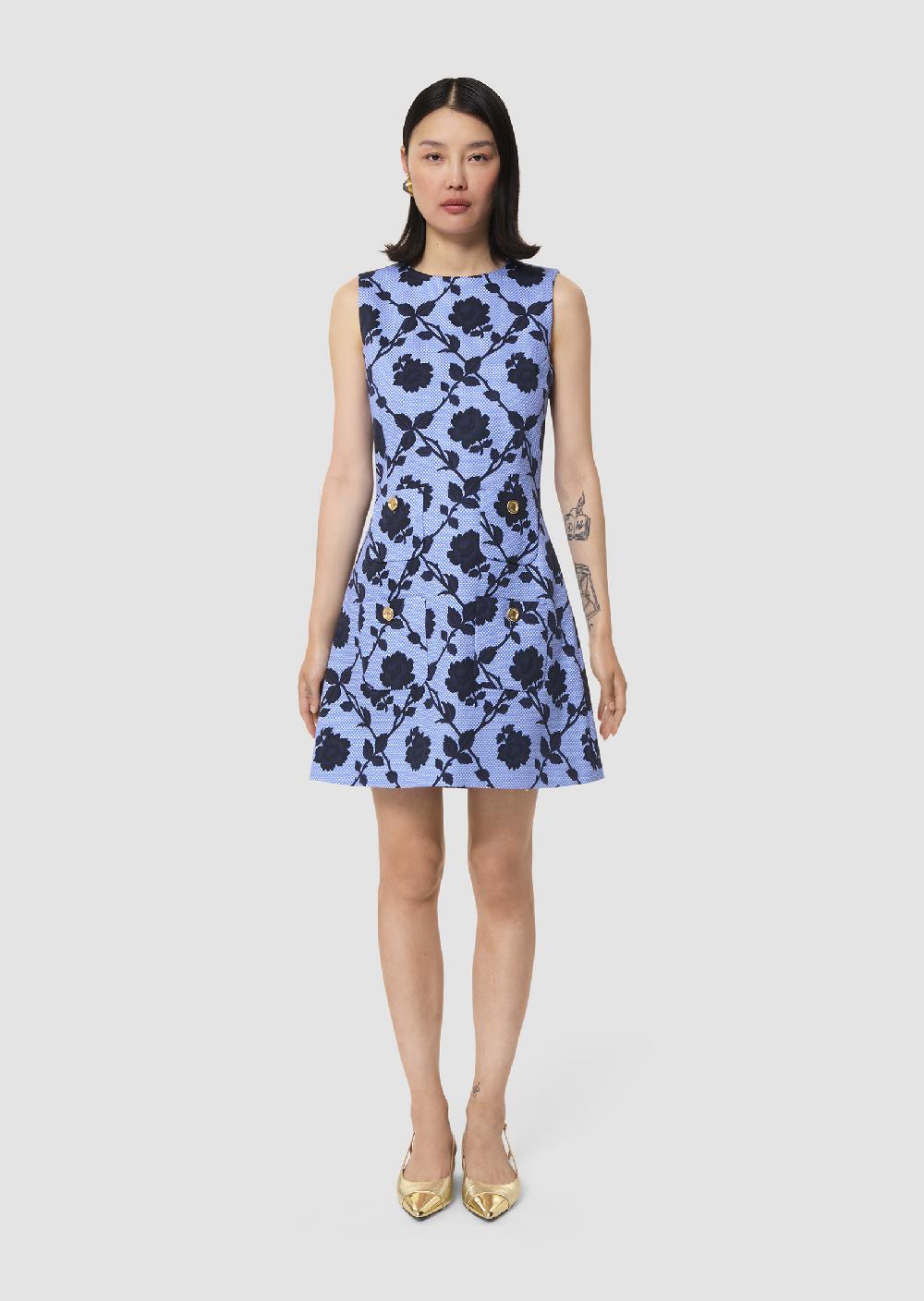 Tara Jarmon Robe Russellbleue En Jacquard