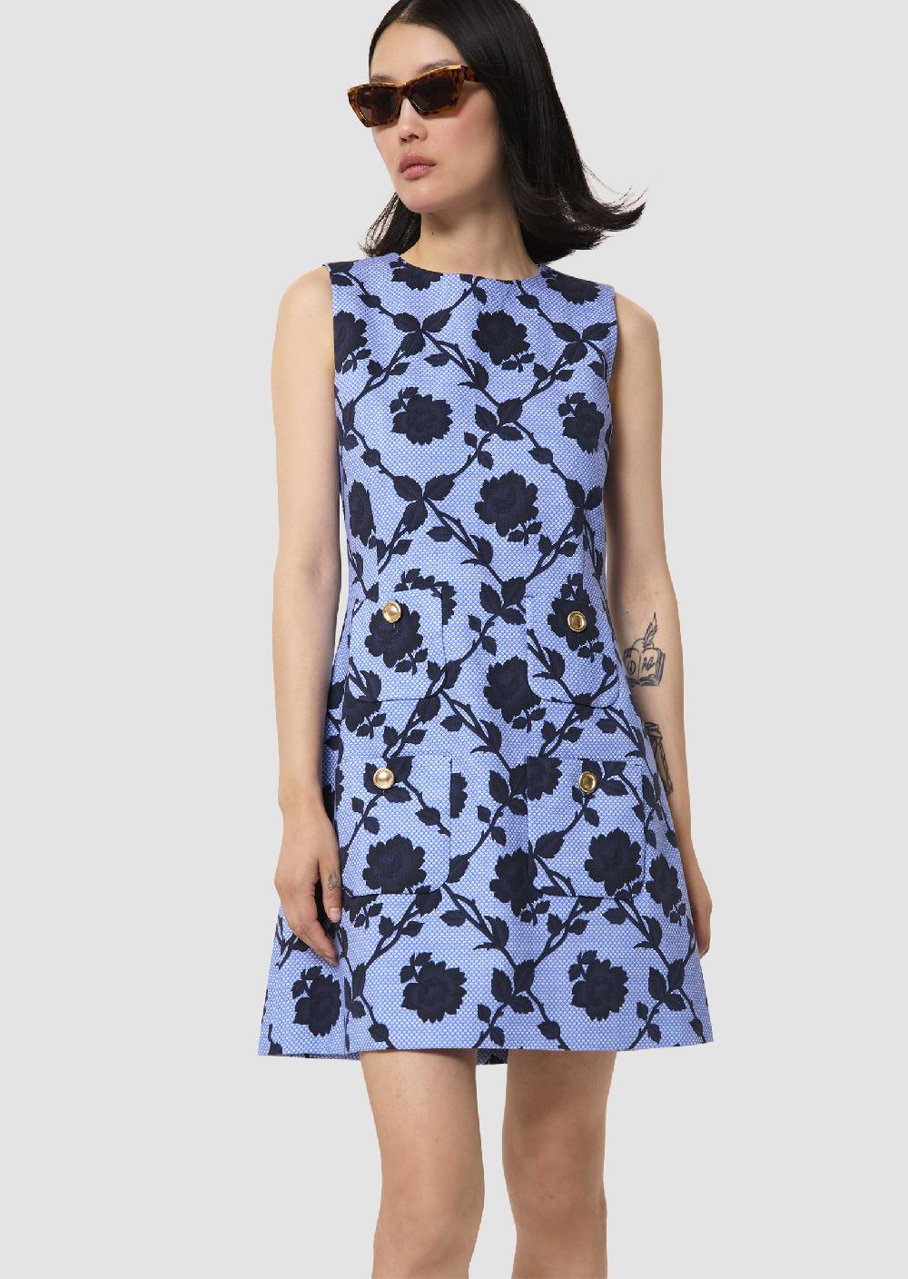 tara jarmon Robe Russellbleue en jacquard