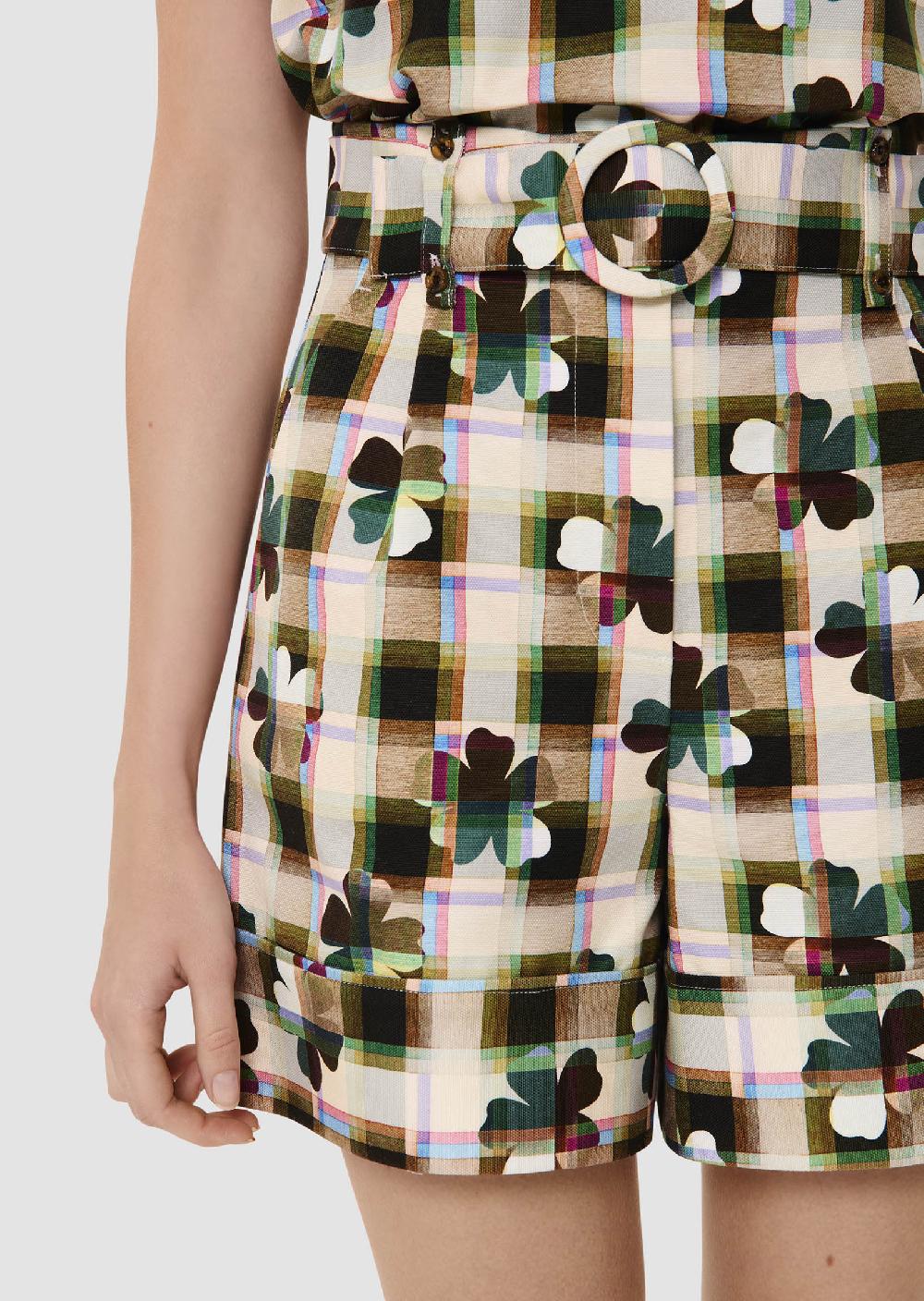 tara jarmon Short Shelbyvert imprimé trèfles