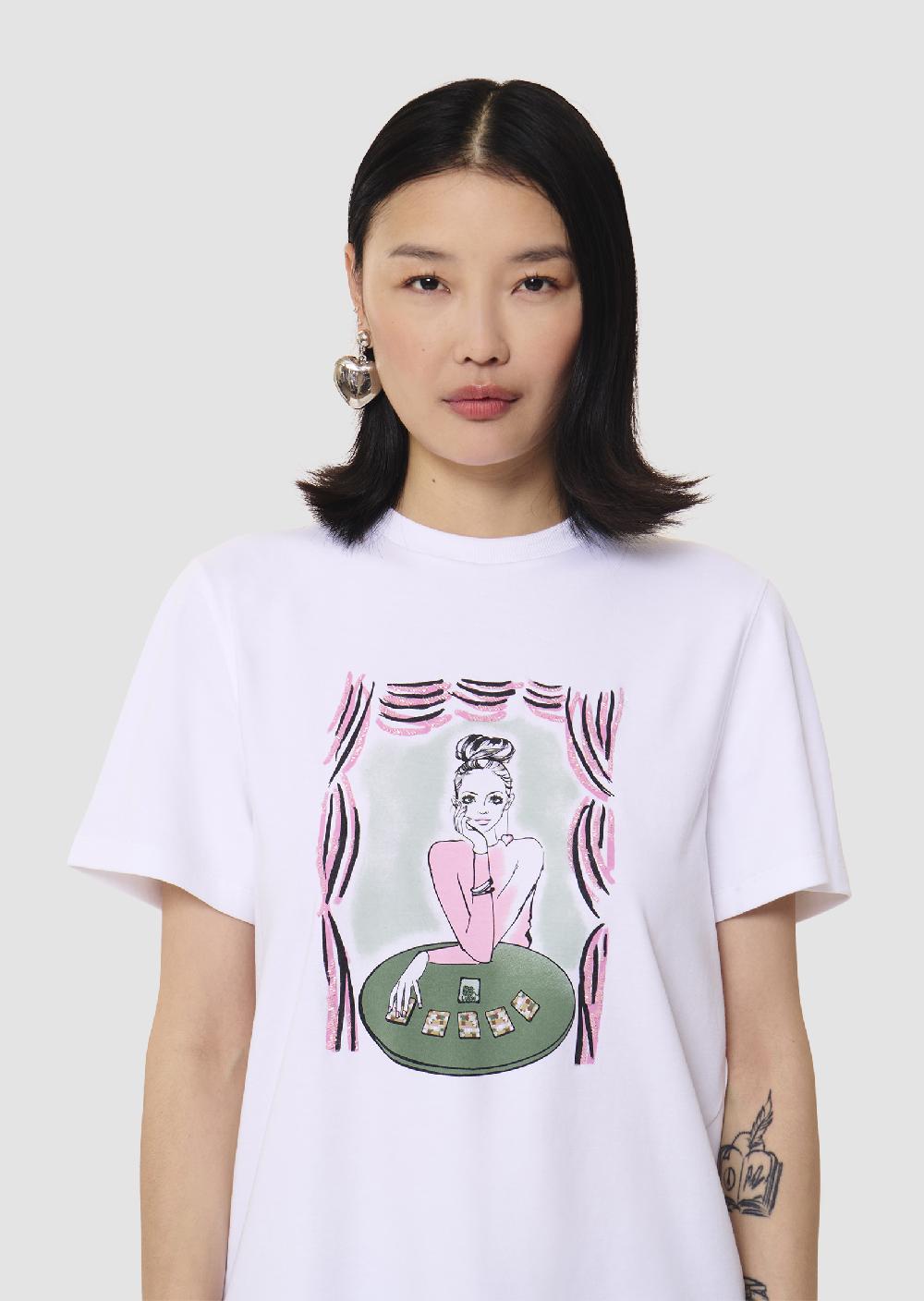 tara jarmon T-shirt Taraluckyloveblanc en jersey