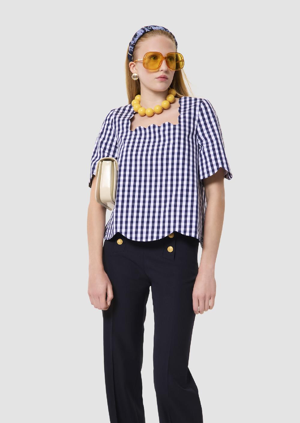 tara jarmon Top Timotheebleu nuit en vichy