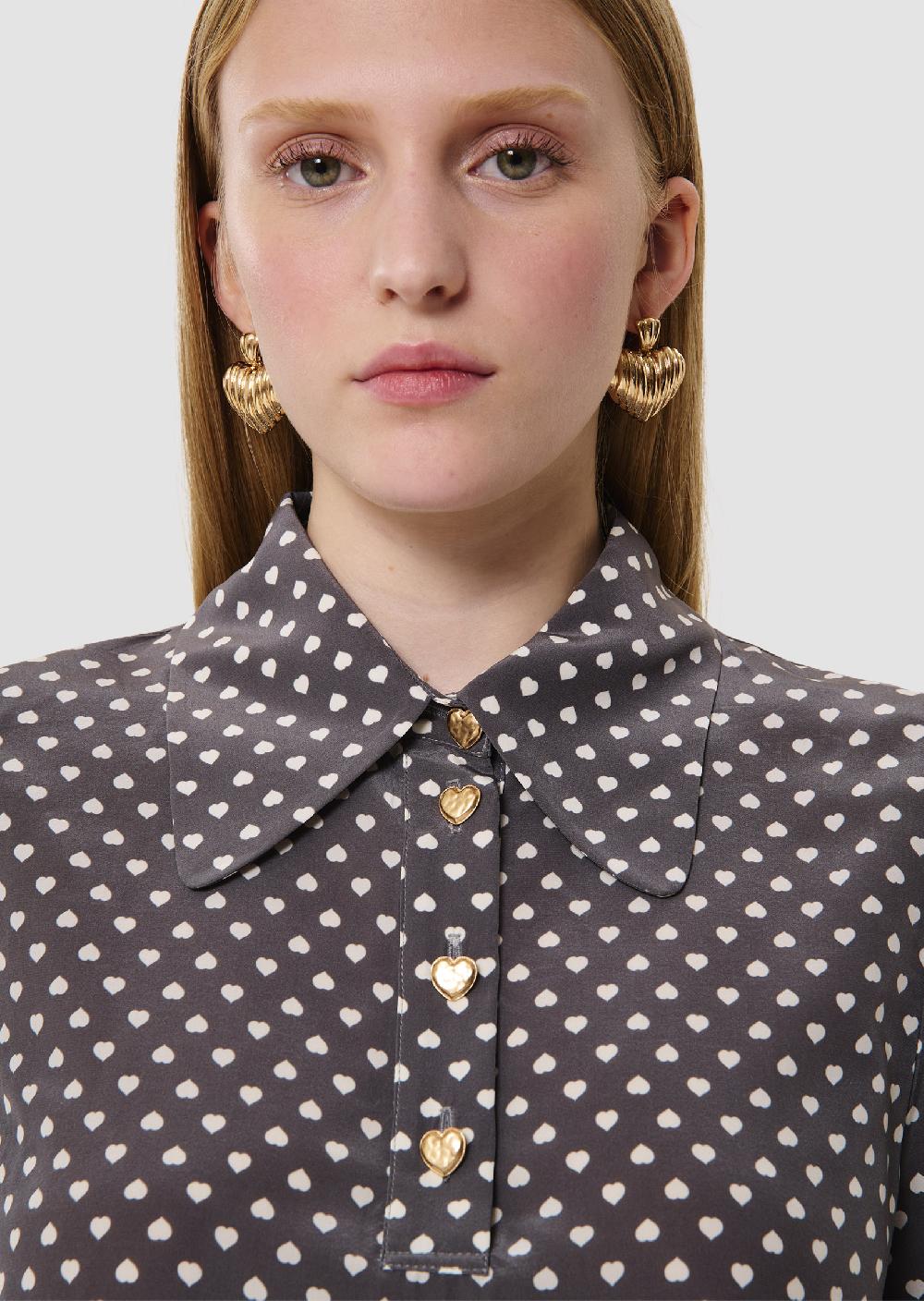 tara jarmon Top Toninogris imprimé mini coeurs