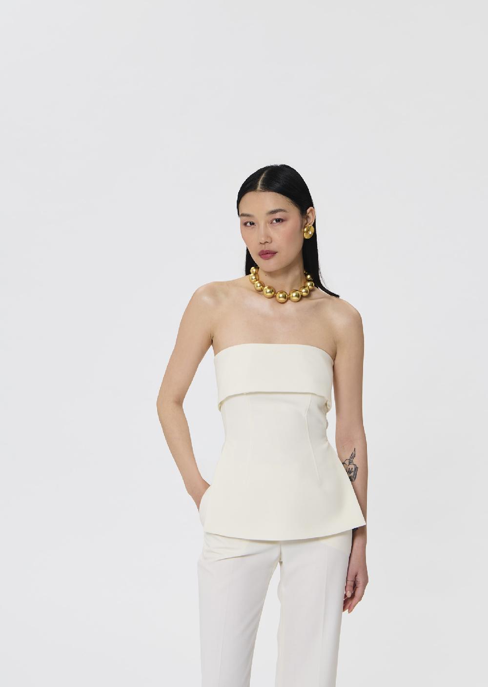 Tara Jarmon Top Tonnieécru En Toile Tailleur