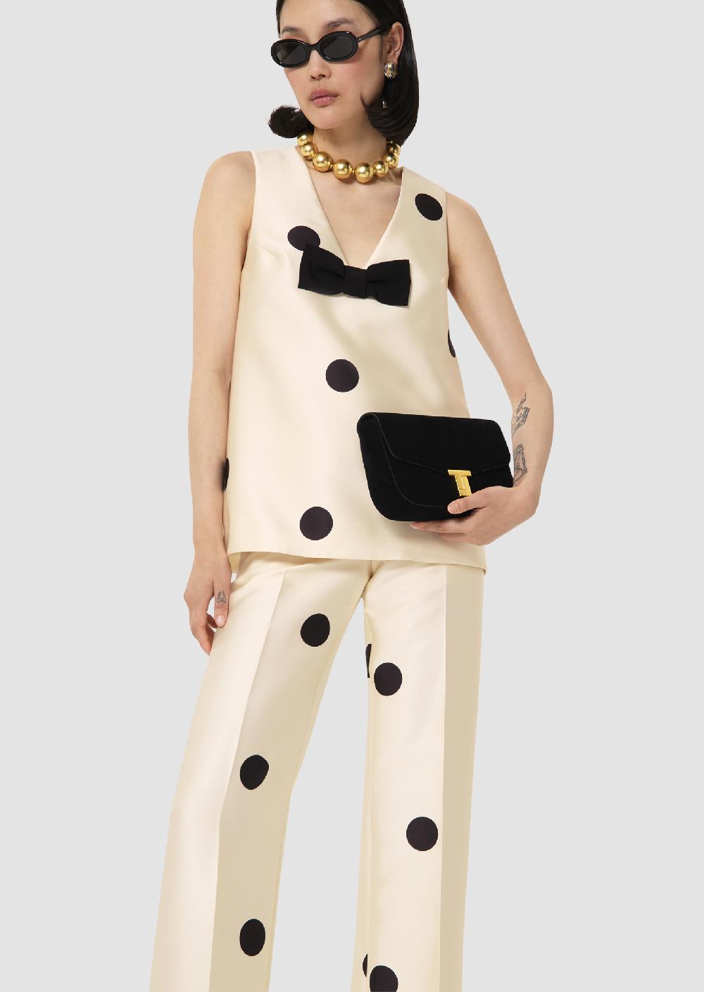 tara jarmon Top Topazeécru imprimé gros pois noirs