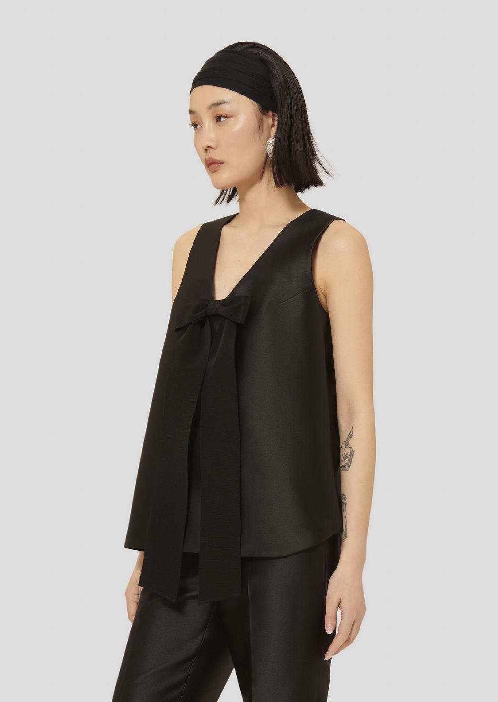 Tara Jarmon Top Topazenoir En Satin Duchesse