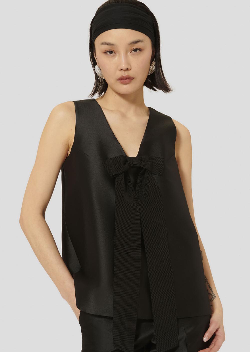 tara jarmon Top Topazenoir en satin duchesse