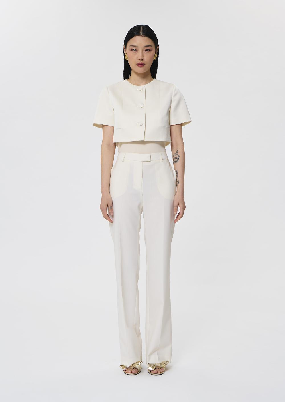 Tara Jarmon Veste Verdiécrue En Lin Satiné