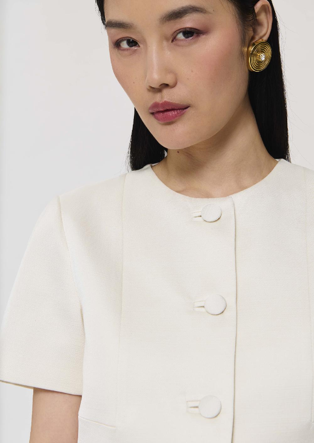 Tara Jarmon Veste Verdiécrue En Lin Satiné