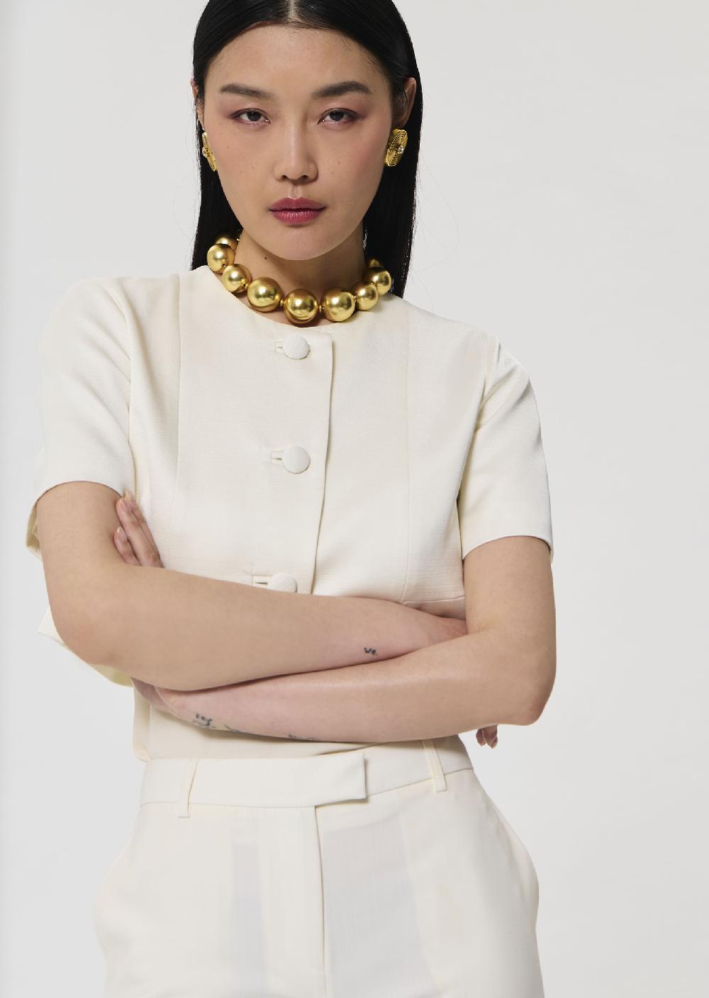 tara jarmon Veste Verdiécrue en lin satiné