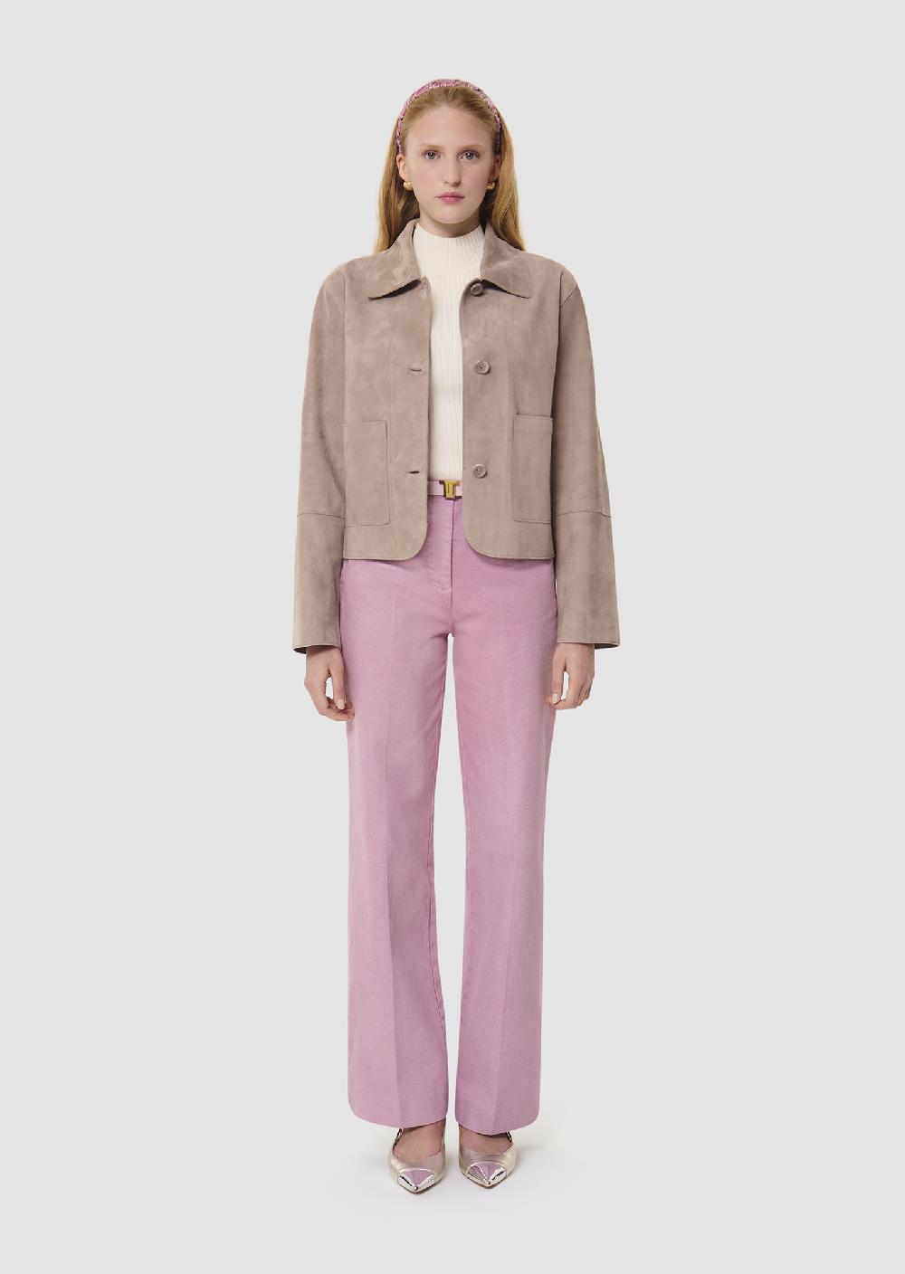 Tara Jarmon Veste Victorgrise En Cuir Velours