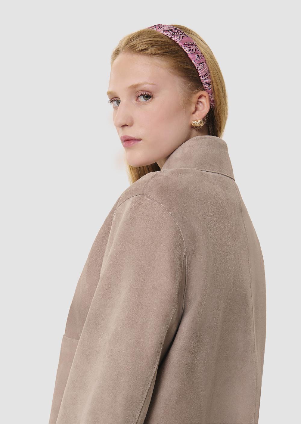 Tara Jarmon Veste Victorgrise En Cuir Velours