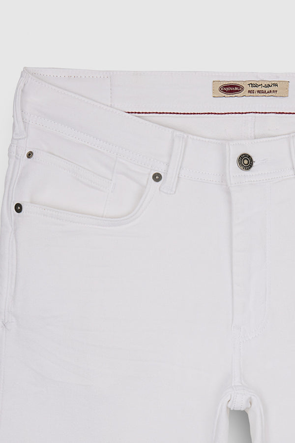 Teddy Smith Bermuda Denim Coupe 5 Poches SCOTTY 3 REG BLANC