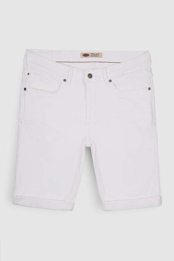 teddy smith Bermuda denim coupe 5 poches SCOTTY 3 REG BLANC