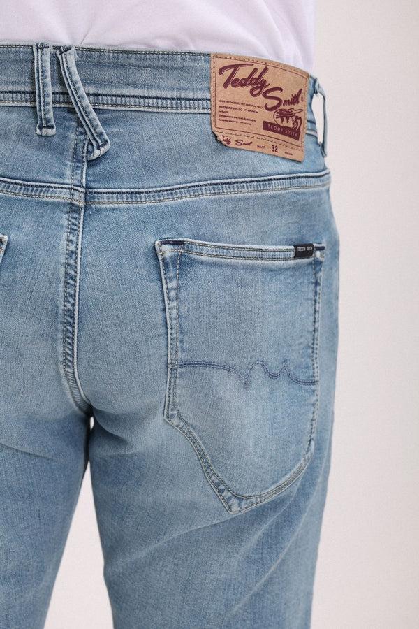 Teddy Smith Bermuda Denim Coupe 5 Poches SCOTTY 3 REG FRIPP/INDIGO CLAIR MEDIUM