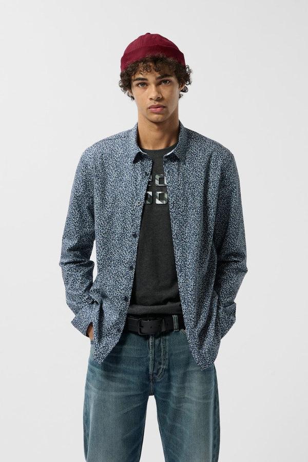 teddy smith Chemise à pinces col français CARTON ML TOTAL NAVY/BLEU/BLANC