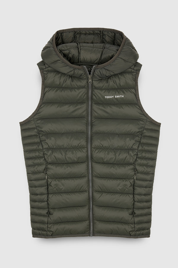 teddy smith Doudoune sans manches à capuche B-TERRY HOOD JR DEEP KAKI