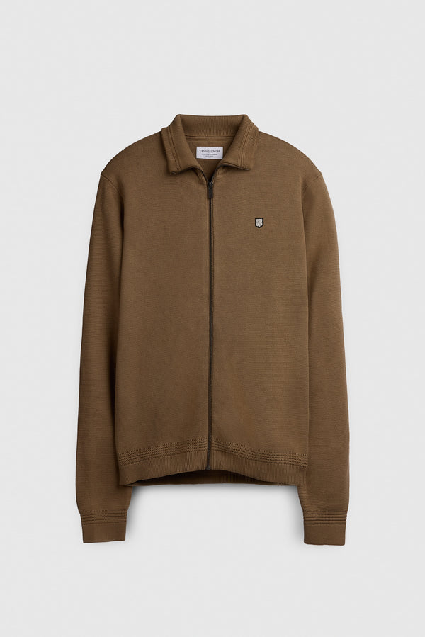 teddy smith Gilet en maille avec zip G-ETTORE CHATAIN