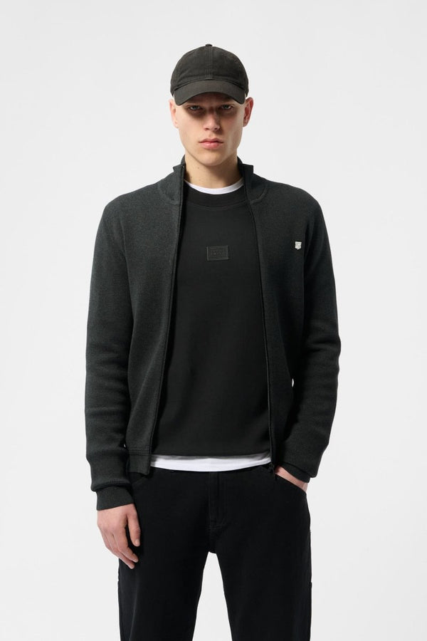 Teddy Smith Gilet En Maille Avec Zip G-ETTORE MELANGE BLACK