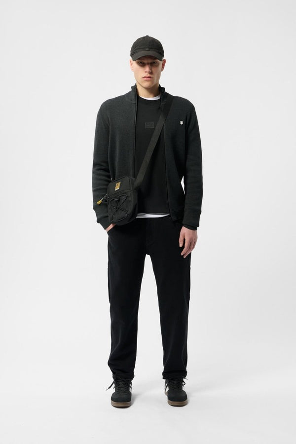 teddy smith Gilet en maille avec zip G-ETTORE MELANGE BLACK