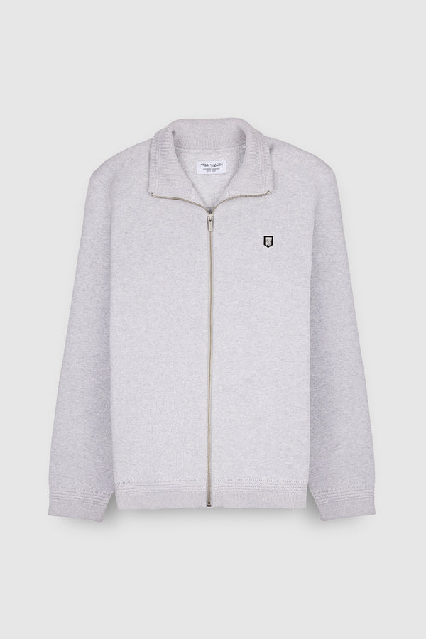 Teddy Smith Gilet En Maille Avec Zip G-ETTORE WHITE MELANGE