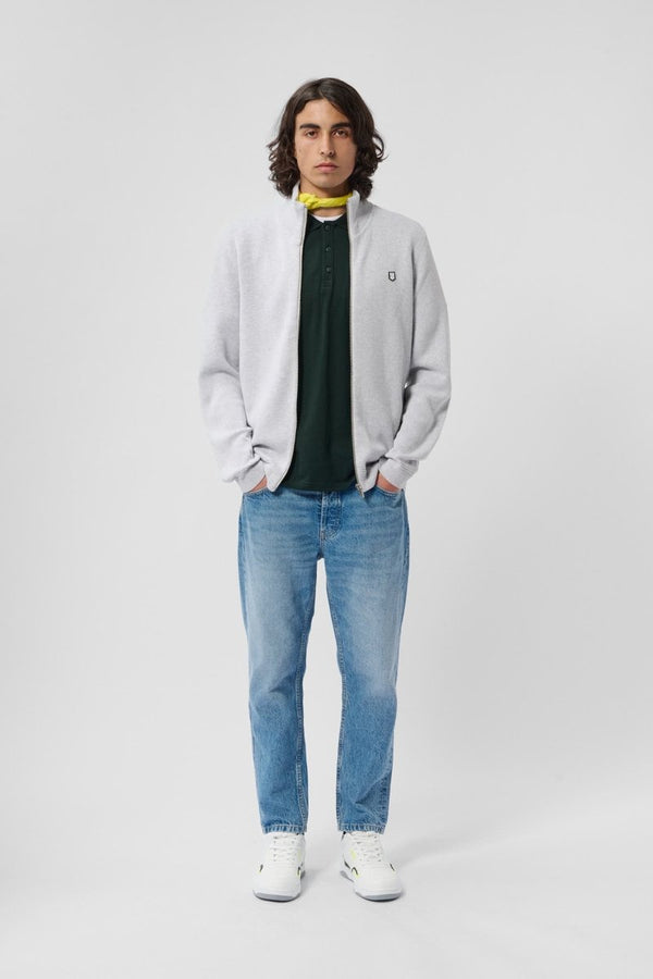 teddy smith Gilet en maille avec zip G-ETTORE WHITE MELANGE