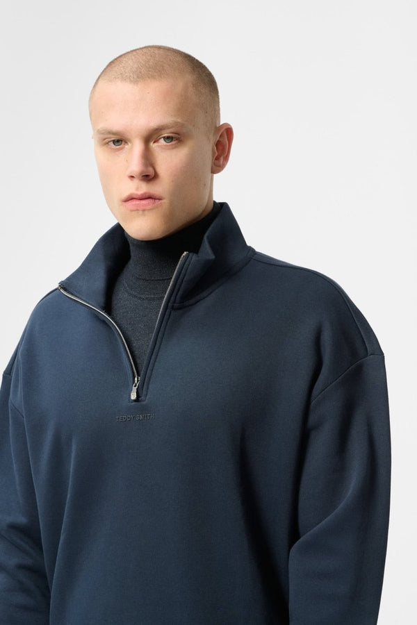 Teddy Smith Sweat Col Haut Coupe Large S-LOTEN TOTAL NAVY