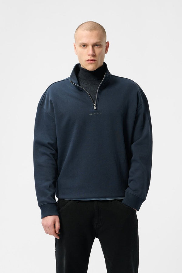 teddy smith Sweat col haut coupe large S-LOTEN TOTAL NAVY