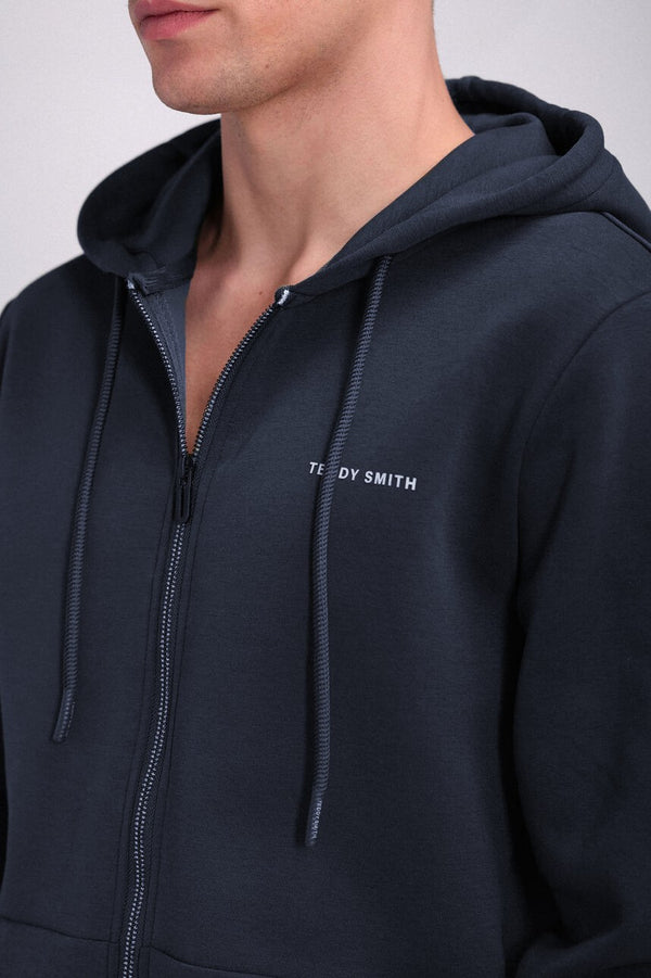 Teddy Smith Sweat Zippé à Capuche GICLASS NEOPREN TOTAL NAVY