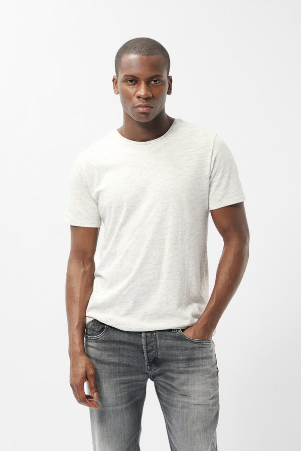 teddy smith T-shirt chiné col rond T-NARK BLANC IVOIRE CHINE