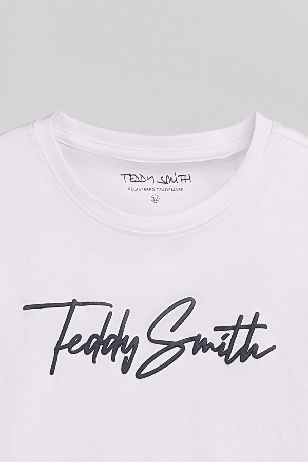 Teddy Smith T-shirt Col Rond Manches Courtes T-EVAN MC JR BLANC