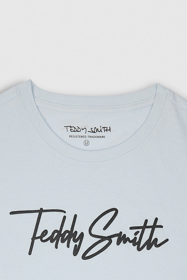 Teddy Smith T-shirt Col Rond Manches Courtes T-EVAN MC JR BLEU CLAIR