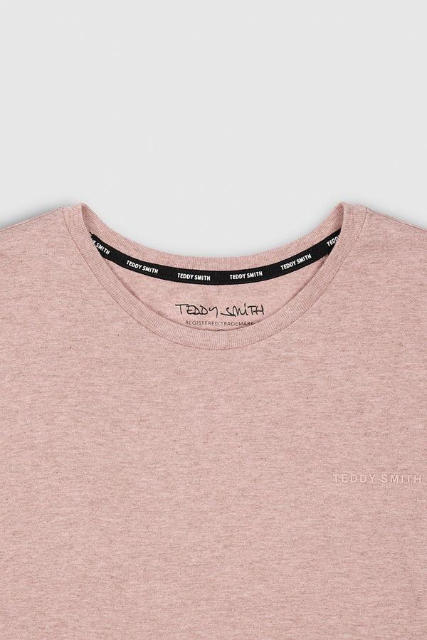 Teddy Smith T-shirt Col Rond Manches Courtes T-NARK CHINE MC WOOD ROSE CHINE