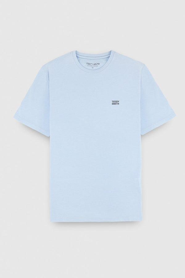 Teddy Smith T-shirt Col Rond Manches Courtes THE TEE 1 MC BLEU ECUME CHINE