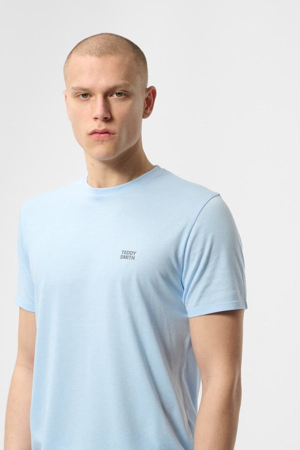 teddy smith T-shirt col rond manches courtes THE TEE 1 MC BLEU ECUME CHINE