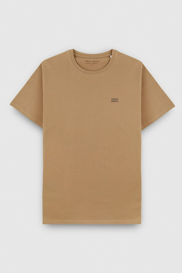 teddy smith T-shirt col rond manches courtes THE TEE 1 MC MOKA BEIGE